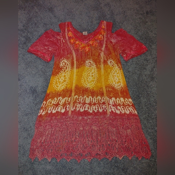 Shoreline Red and Yellow Paisley Dress - Picture 1 of 7